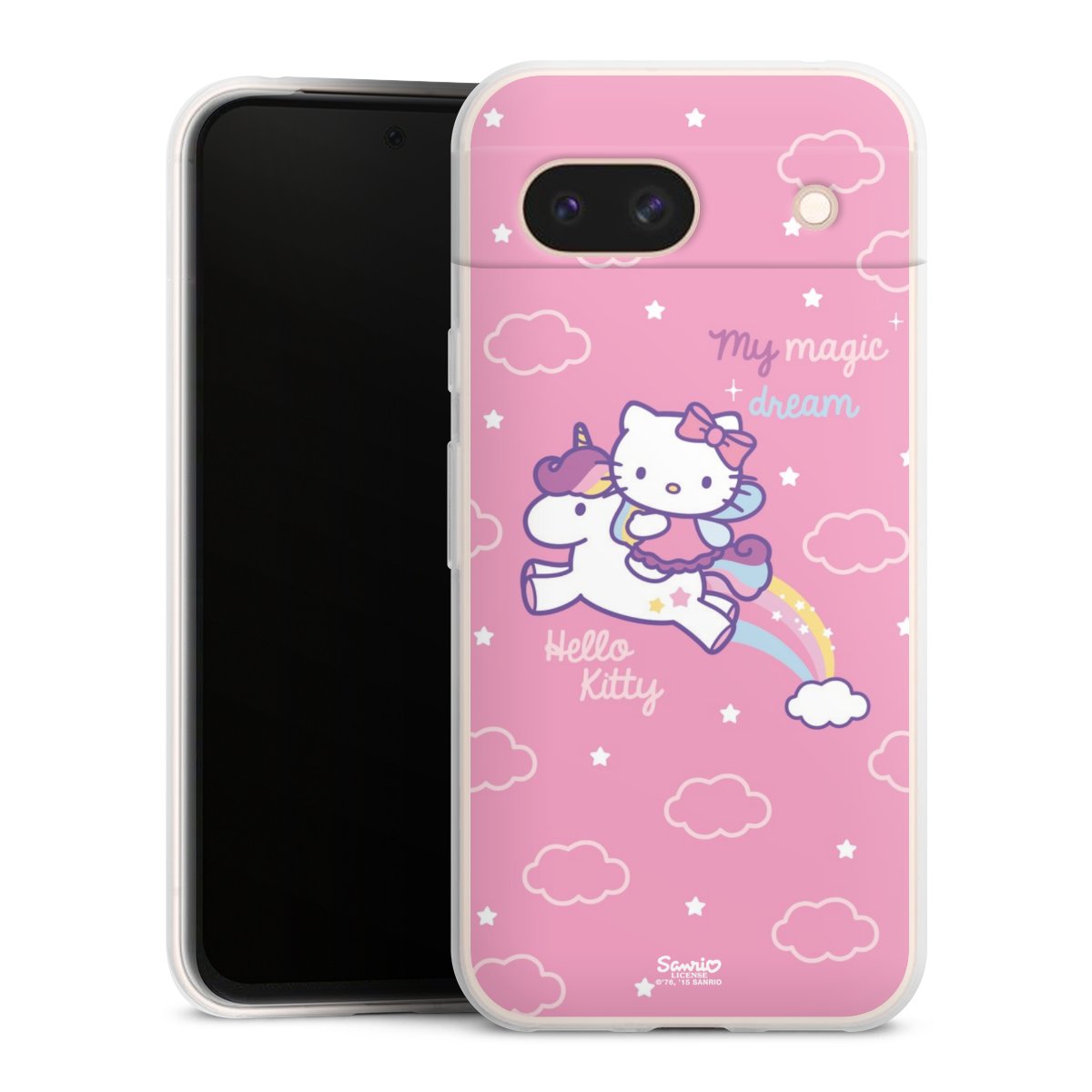 Google Pixel 8a Handy Slim Case extra dünn Silikon Handyhülle transparent Hülle Einhorn Official Licensed Product Hello Kitty Silikon Slim Case