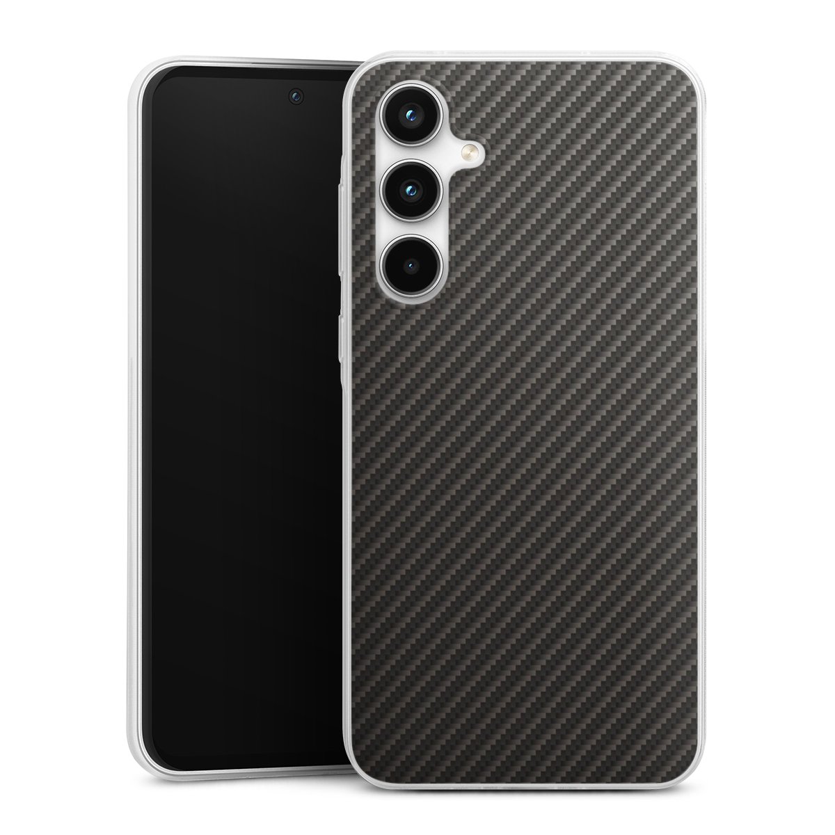 Galaxy A35 5G Handy Slim Case extra dünn Silikon Handyhülle transparent Hülle Metallic Look Carbon Muster Silikon Slim Case