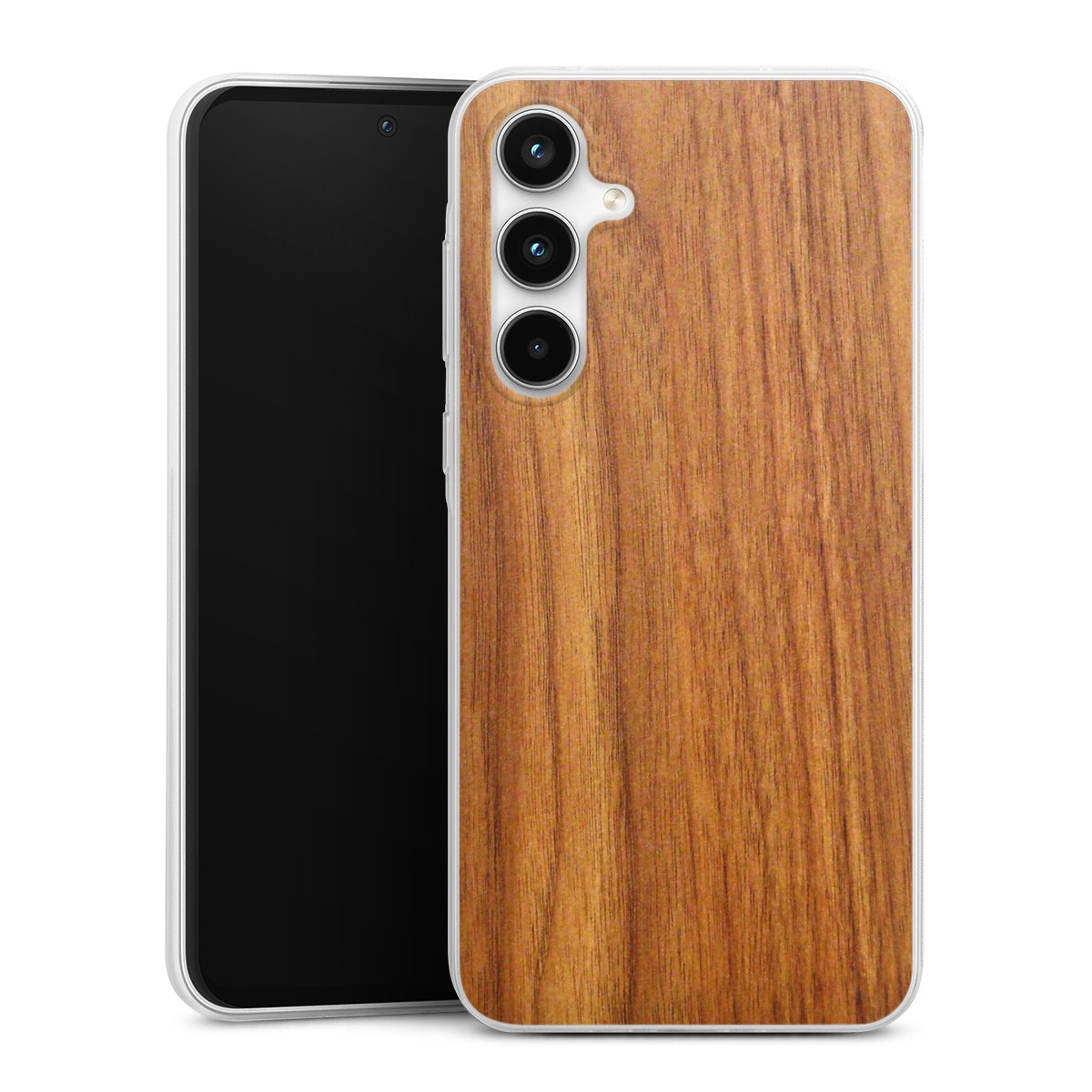 Galaxy A35 5G Handy Slim Case extra dünn Silikon Handyhülle transparent Hülle Wood Larch Wooden Look Silikon Slim Case