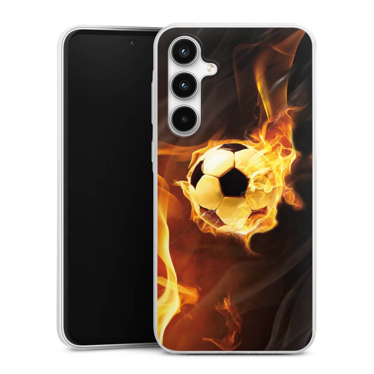 Galaxy A35 5G Handy Slim Case extra dünn Silikon Handyhülle transparent Hülle Ball Fire Soccer Silikon Slim Case