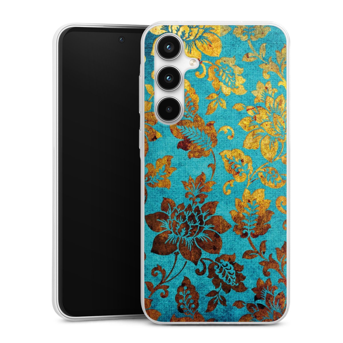 Galaxy A35 5G Handy Slim Case extra dünn Silikon Handyhülle transparent Hülle Ornament Vintage Flowers Silikon Slim Case