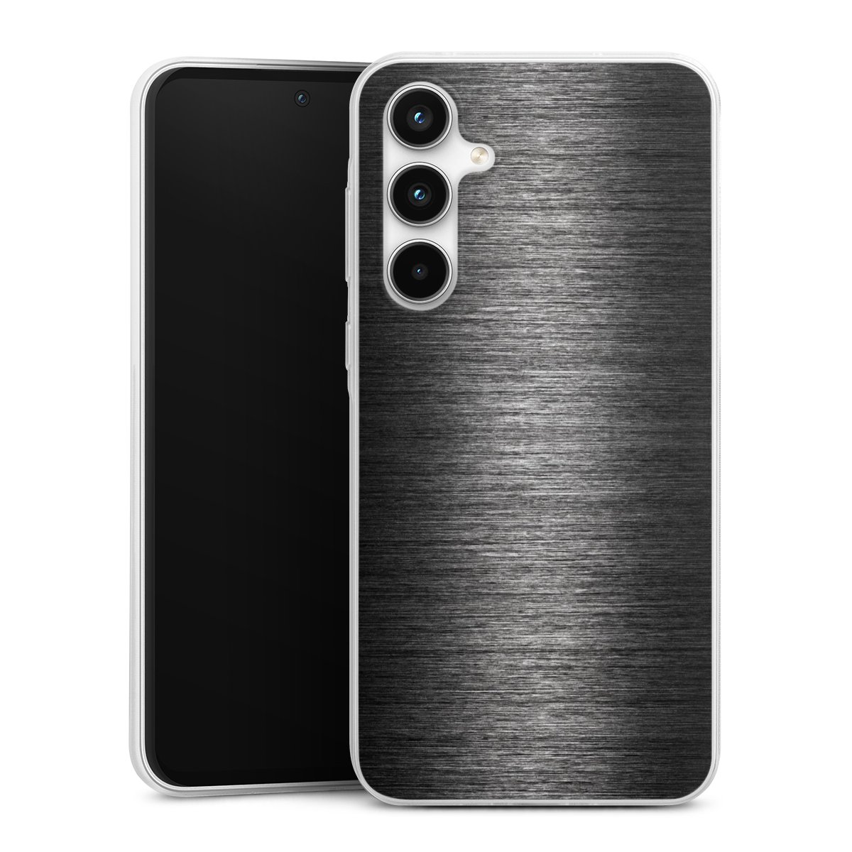 Galaxy A35 5G Handy Slim Case extra dünn Silikon Handyhülle transparent Hülle Metallic Look Anthracite Metal Silikon Slim Case