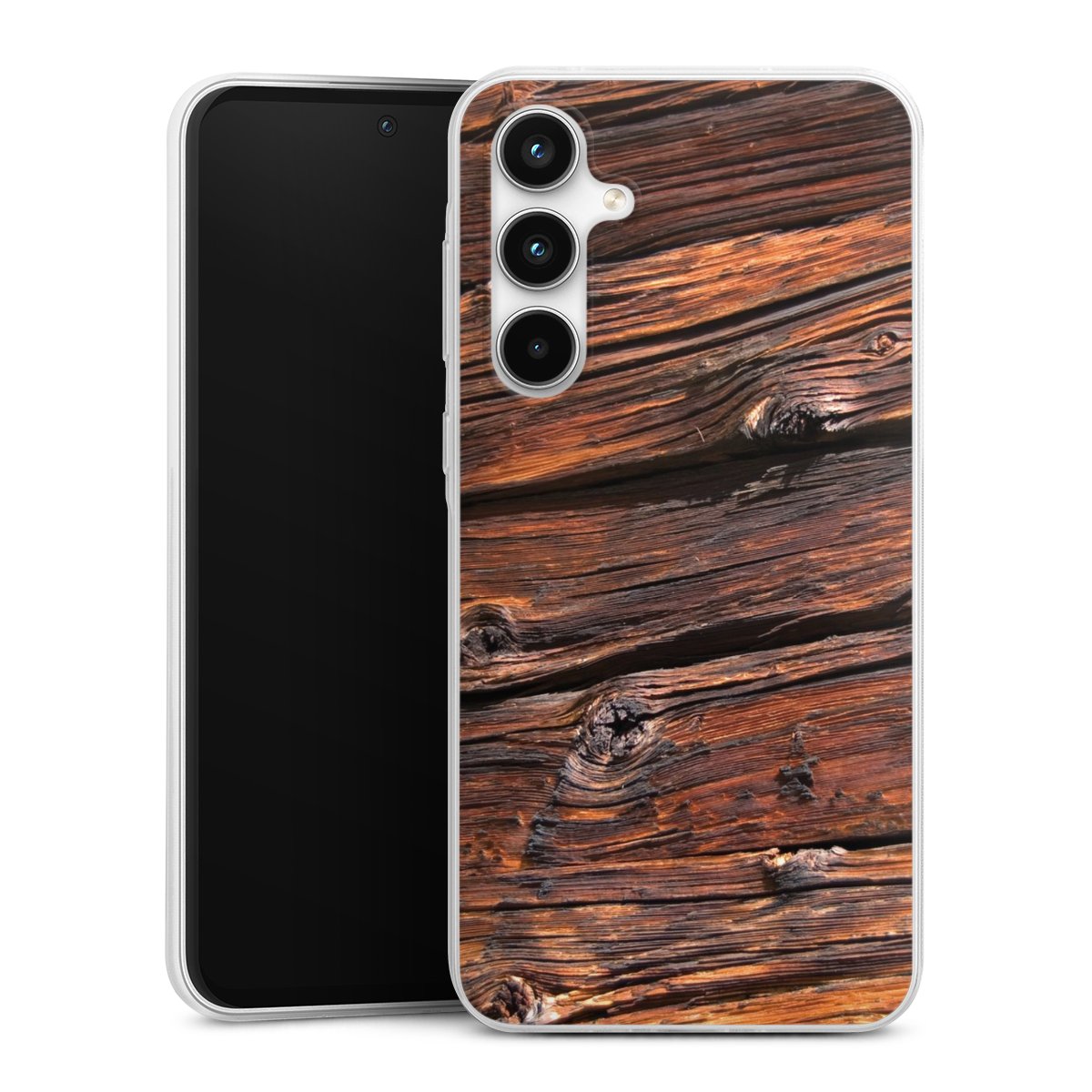 Galaxy A35 5G Handy Slim Case extra dünn Silikon Handyhülle transparent Hülle Beams Wooden Look Wood Silikon Slim Case