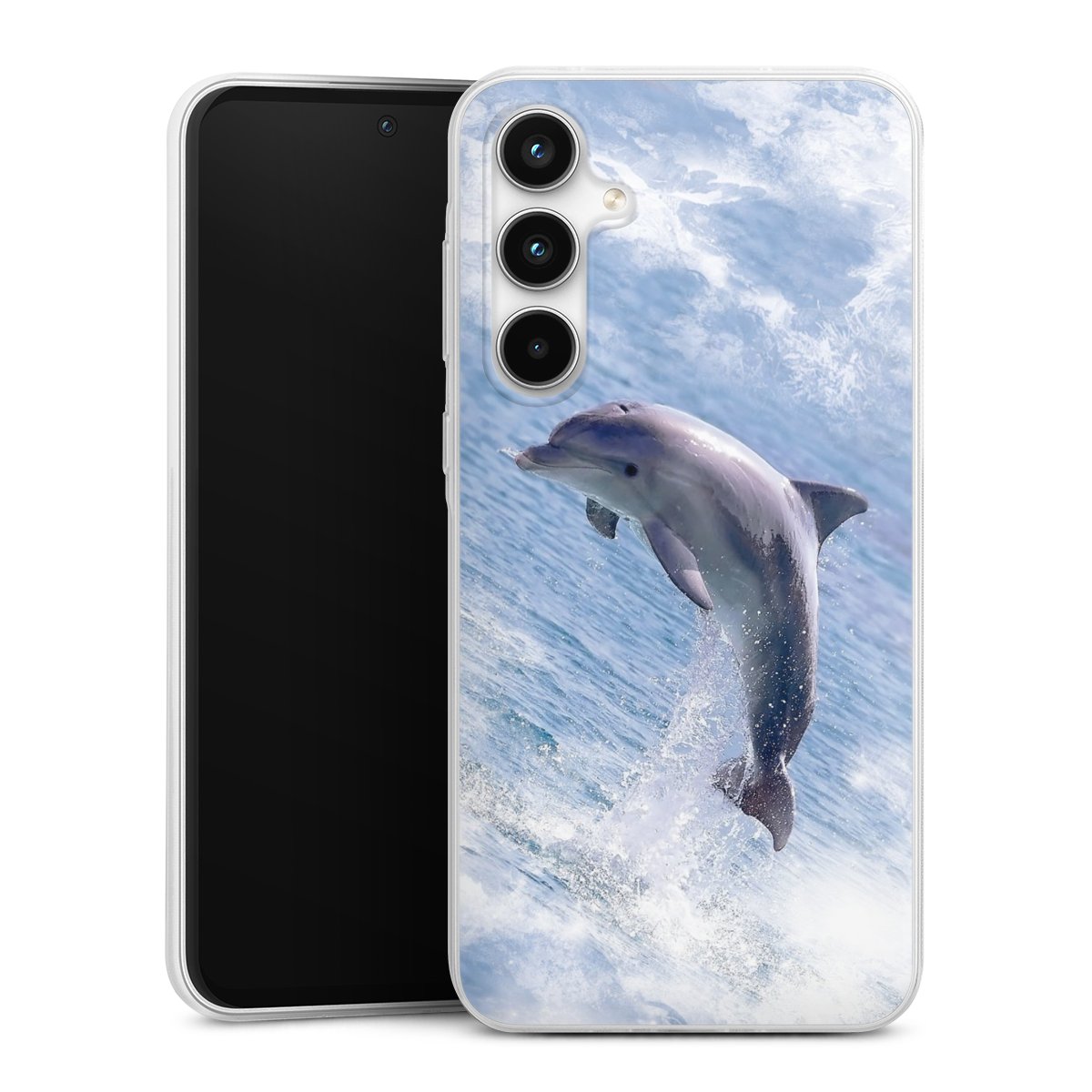 Galaxy A35 5G Handy Slim Case extra dünn Silikon Handyhülle transparent Hülle Dolphin Ocean Wale Silikon Slim Case