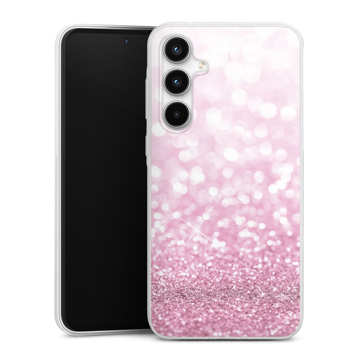 Galaxy A35 5G Handy Slim Case extra dünn Silikon Handyhülle transparent Hülle Glitzer Pink Shine Silikon Slim Case