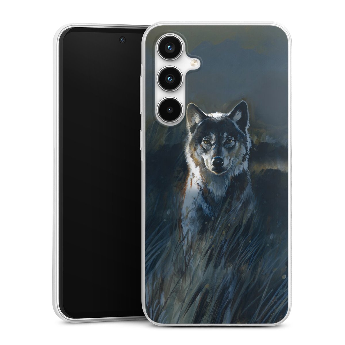 Galaxy A35 5G Handy Slim Case extra dünn Silikon Handyhülle transparent Hülle Nature Wolf Painting Silikon Slim Case