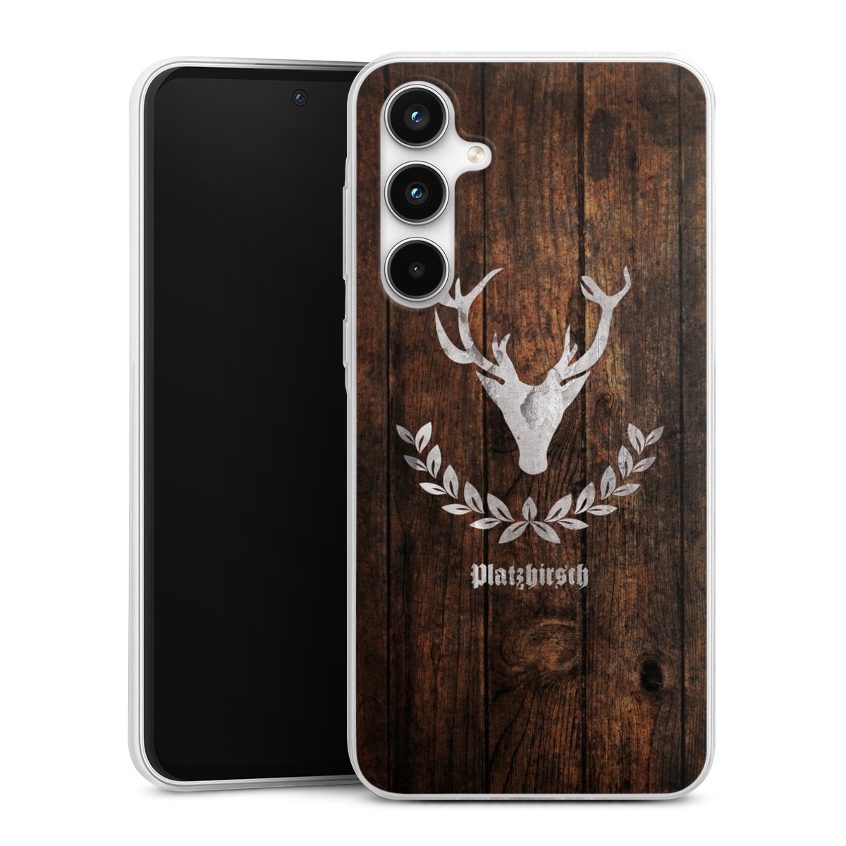 Galaxy A35 5G Handy Slim Case extra dünn Silikon Handyhülle transparent Hülle Deer Wood Wooden Look Silikon Slim Case