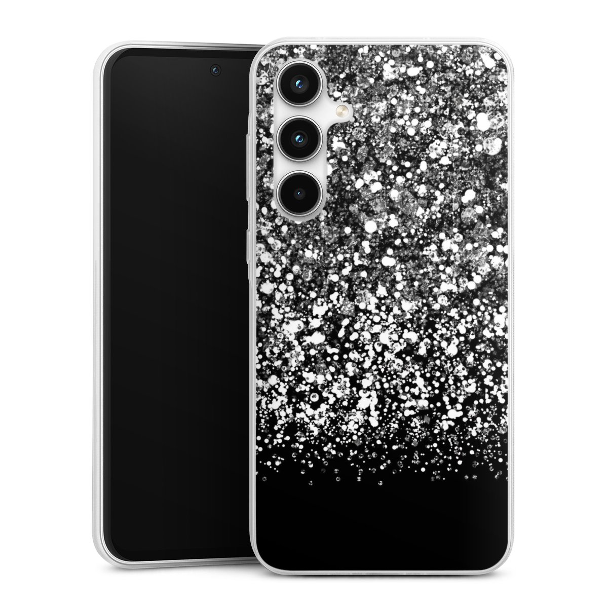 Galaxy A35 5G Handy Slim Case extra dünn Silikon Handyhülle transparent Hülle Glitzer Snowflake Muster Silikon Slim Case