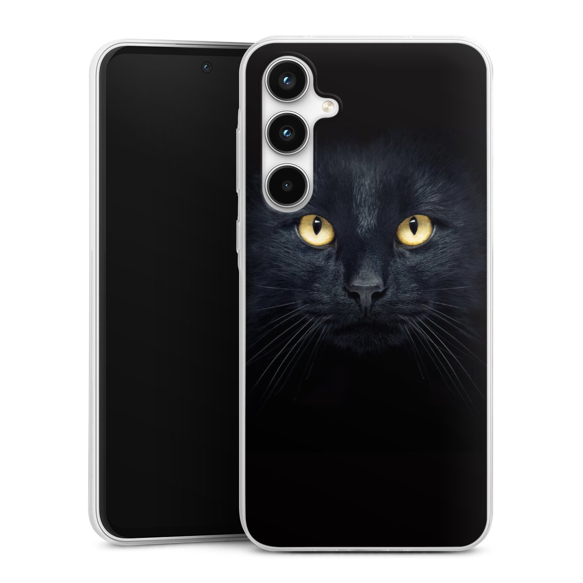 Galaxy A35 5G Handy Slim Case extra dünn Silikon Handyhülle transparent Hülle Eye Cat Black Silikon Slim Case