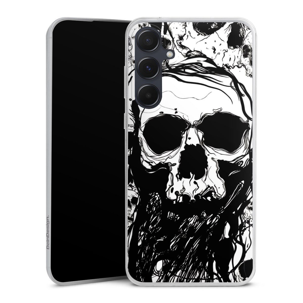 Galaxy A55 5G Handy Slim Case extra dünn Silikon Handyhülle transparent Hülle Totenkopf Halloween Silikon Slim Case