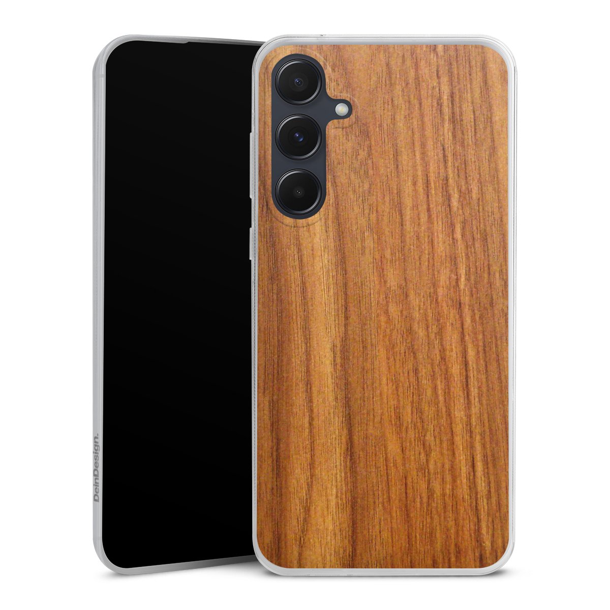 Galaxy A55 5G Handy Slim Case extra dünn Silikon Handyhülle transparent Hülle Wood Larch Wooden Look Silikon Slim Case