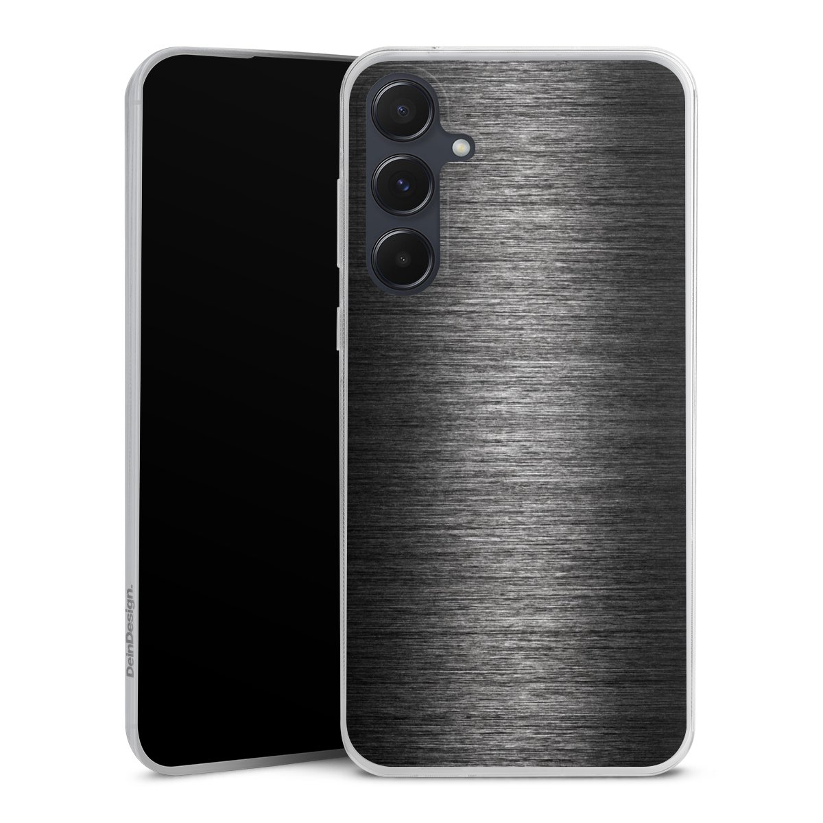 Galaxy A55 5G Handy Slim Case extra dünn Silikon Handyhülle transparent Hülle Metallic Look Anthracite Metal Silikon Slim Case