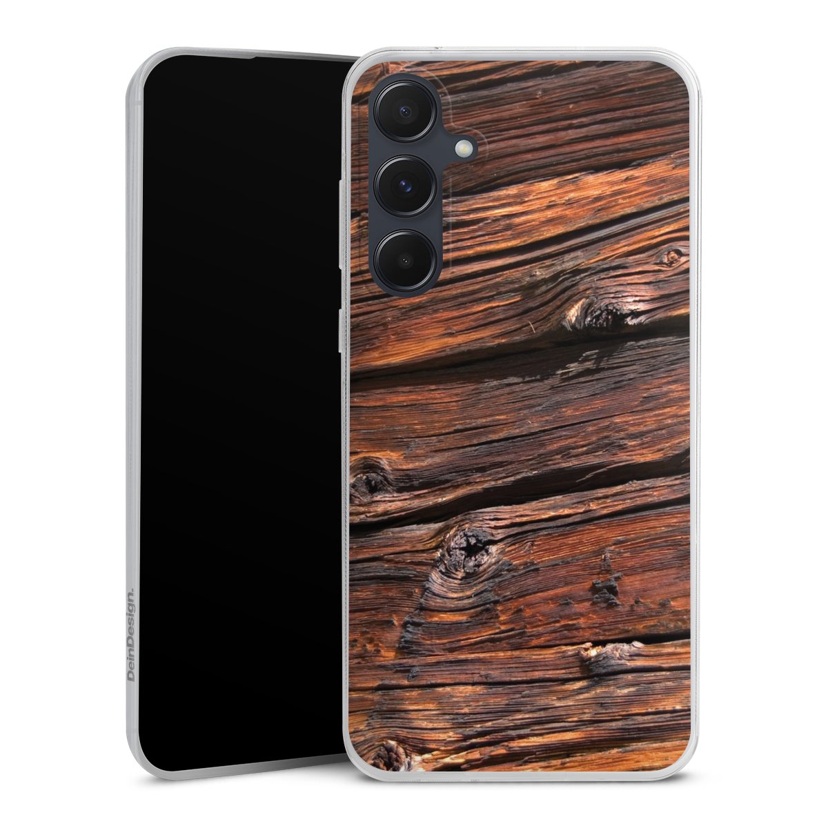 Galaxy A55 5G Handy Slim Case extra dünn Silikon Handyhülle transparent Hülle Beams Wooden Look Wood Silikon Slim Case