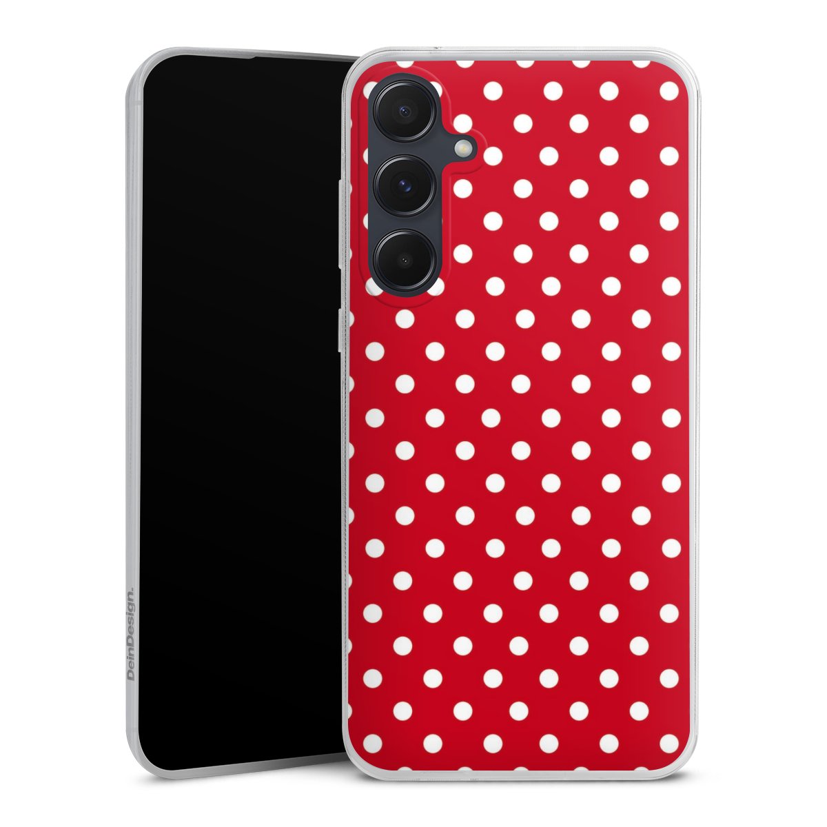 Galaxy A55 5G Handy Slim Case extra dünn Silikon Handyhülle transparent Hülle Points Polka Dots Retro Silikon Slim Case