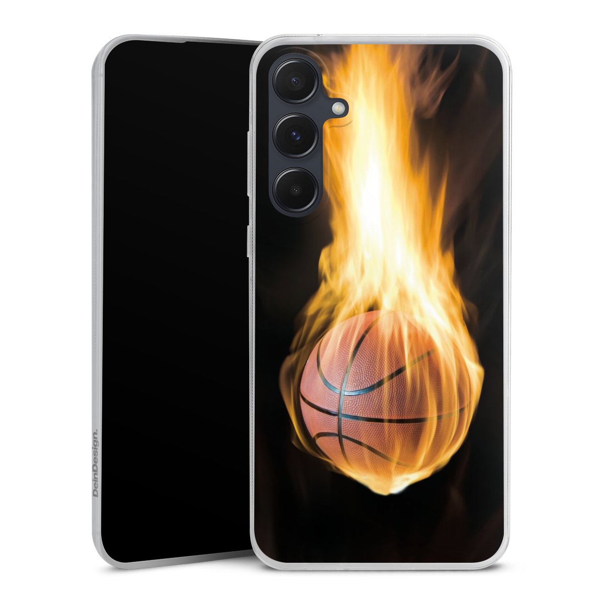 Galaxy A55 5G Handy Slim Case extra dünn Silikon Handyhülle transparent Hülle Basketball Sports Fire Silikon Slim Case