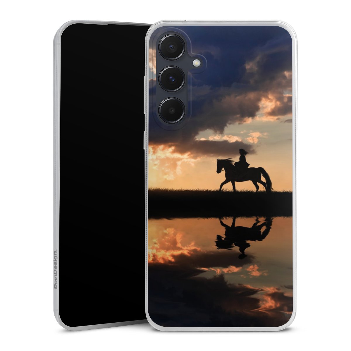 Galaxy A55 5G Handy Slim Case extra dünn Silikon Handyhülle transparent Hülle Horse Sunset Horseback Riding Silikon Slim Case