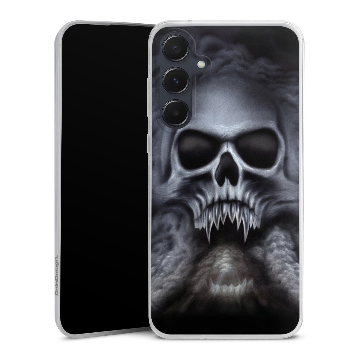 Galaxy A55 5G Handy Slim Case extra dünn Silikon Handyhülle transparent Hülle Totenkopf Skull Silikon Slim Case