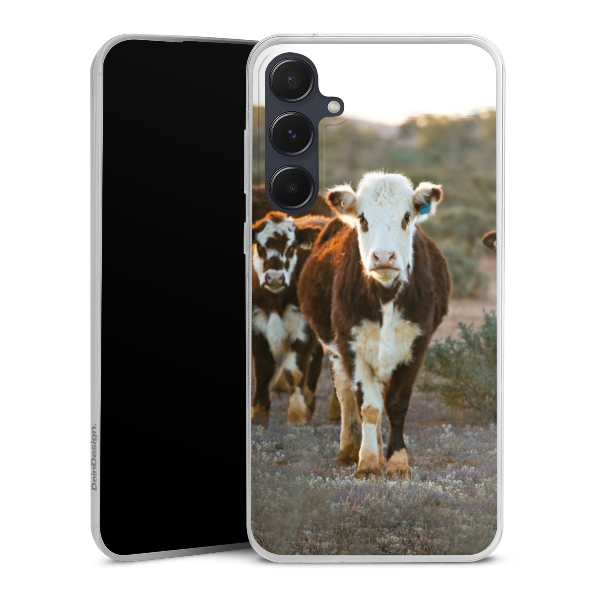 Galaxy A55 5G Handy Slim Case extra dünn Silikon Handyhülle transparent Hülle Cow Farmer Calf Silikon Slim Case