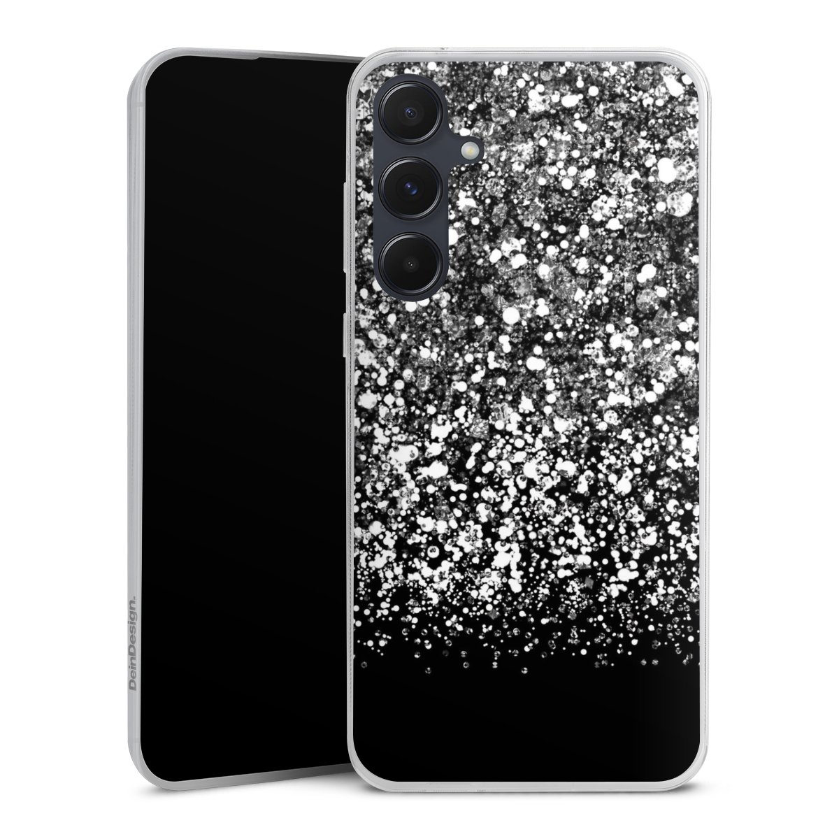 Galaxy A55 5G Handy Slim Case extra dünn Silikon Handyhülle transparent Hülle Glitzer Snowflake Muster Silikon Slim Case