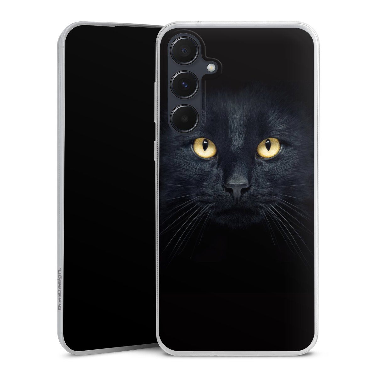 Galaxy A55 5G Handy Slim Case extra dünn Silikon Handyhülle transparent Hülle Eye Cat Black Silikon Slim Case