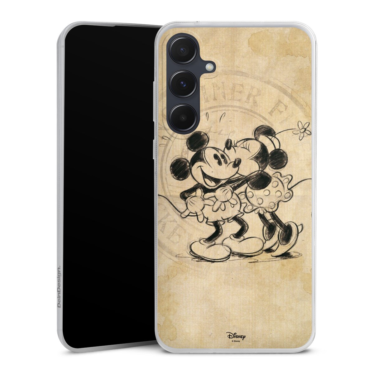 Galaxy A55 5G Handy Slim Case extra dünn Silikon Handyhülle transparent Hülle Mickey Mouse Vintage Minnie Mouse Silikon Slim Case