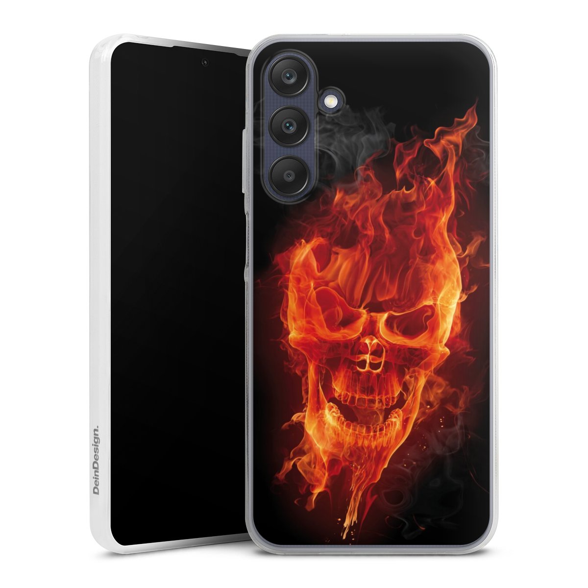 Galaxy A25 5G Handy Slim Case extra dünn Silikon Handyhülle transparent Hülle Totenkopf Skull Fire Silikon Slim Case