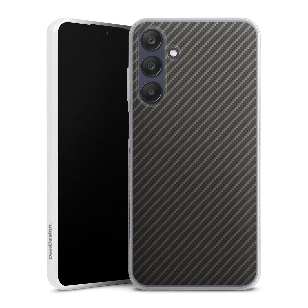 Galaxy A25 5G Handy Slim Case extra dünn Silikon Handyhülle transparent Hülle Metallic Look Carbon Muster Silikon Slim Case