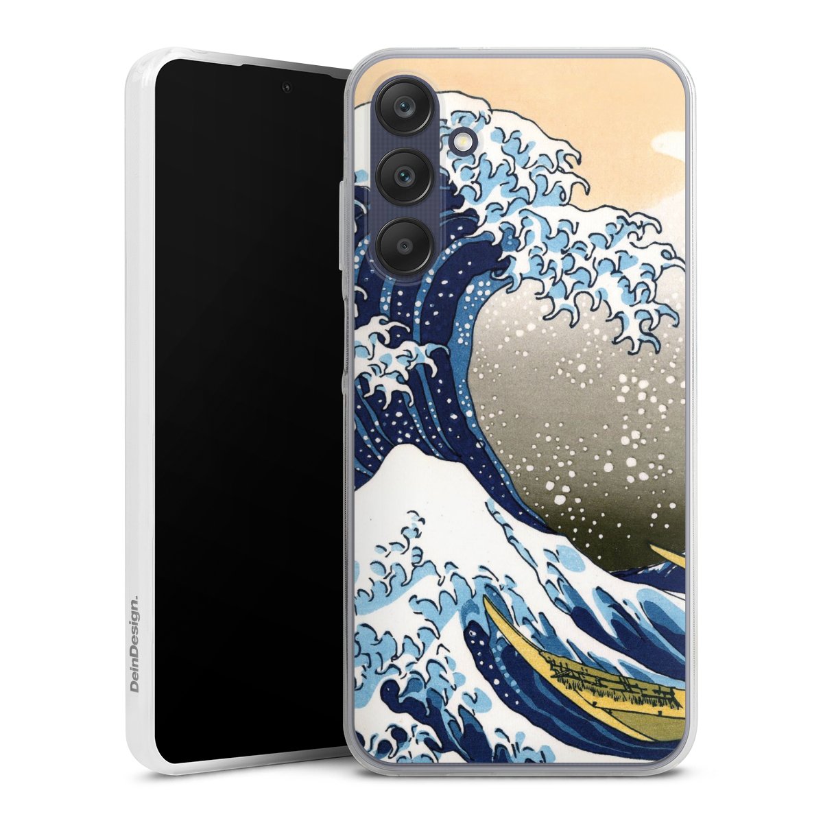 Galaxy A25 5G Handy Slim Case extra dünn Silikon Handyhülle transparent Hülle Kunst Katsushika Hokusai Die Große Welle Vor Kanagawa Silikon Slim Case