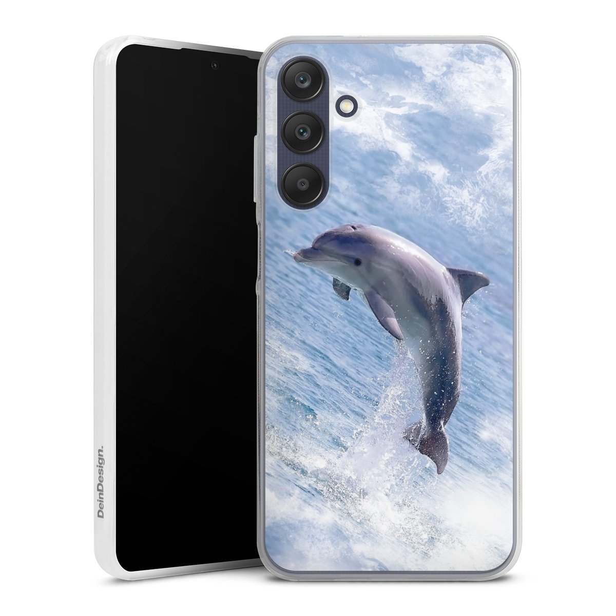 Galaxy A25 5G Handy Slim Case extra dünn Silikon Handyhülle transparent Hülle Dolphin Ocean Wale Silikon Slim Case