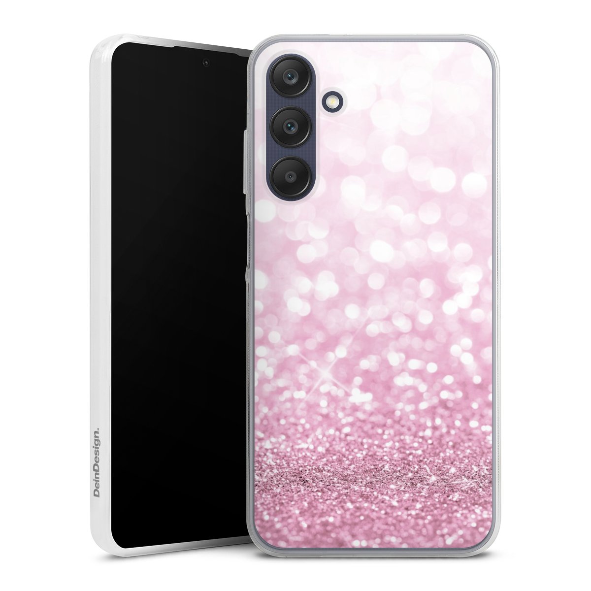 Galaxy A25 5G Handy Slim Case extra dünn Silikon Handyhülle transparent Hülle Glitzer Pink Shine Silikon Slim Case