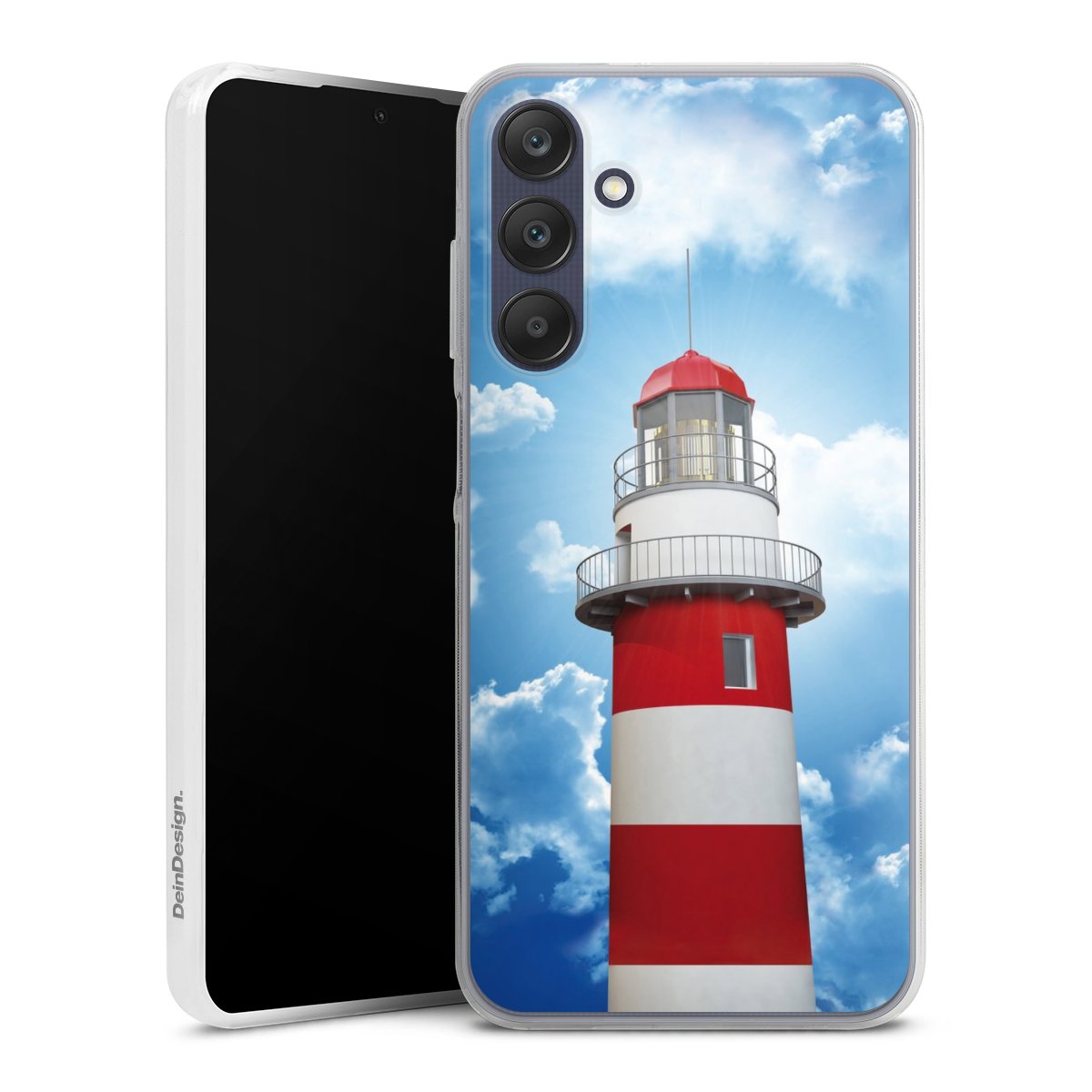 Galaxy A25 5G Handy Slim Case extra dünn Silikon Handyhülle transparent Hülle Lighthouse Sky Cloud Silikon Slim Case