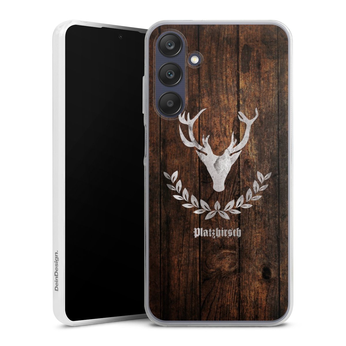 Galaxy A25 5G Handy Slim Case extra dünn Silikon Handyhülle transparent Hülle Deer Wood Wooden Look Silikon Slim Case