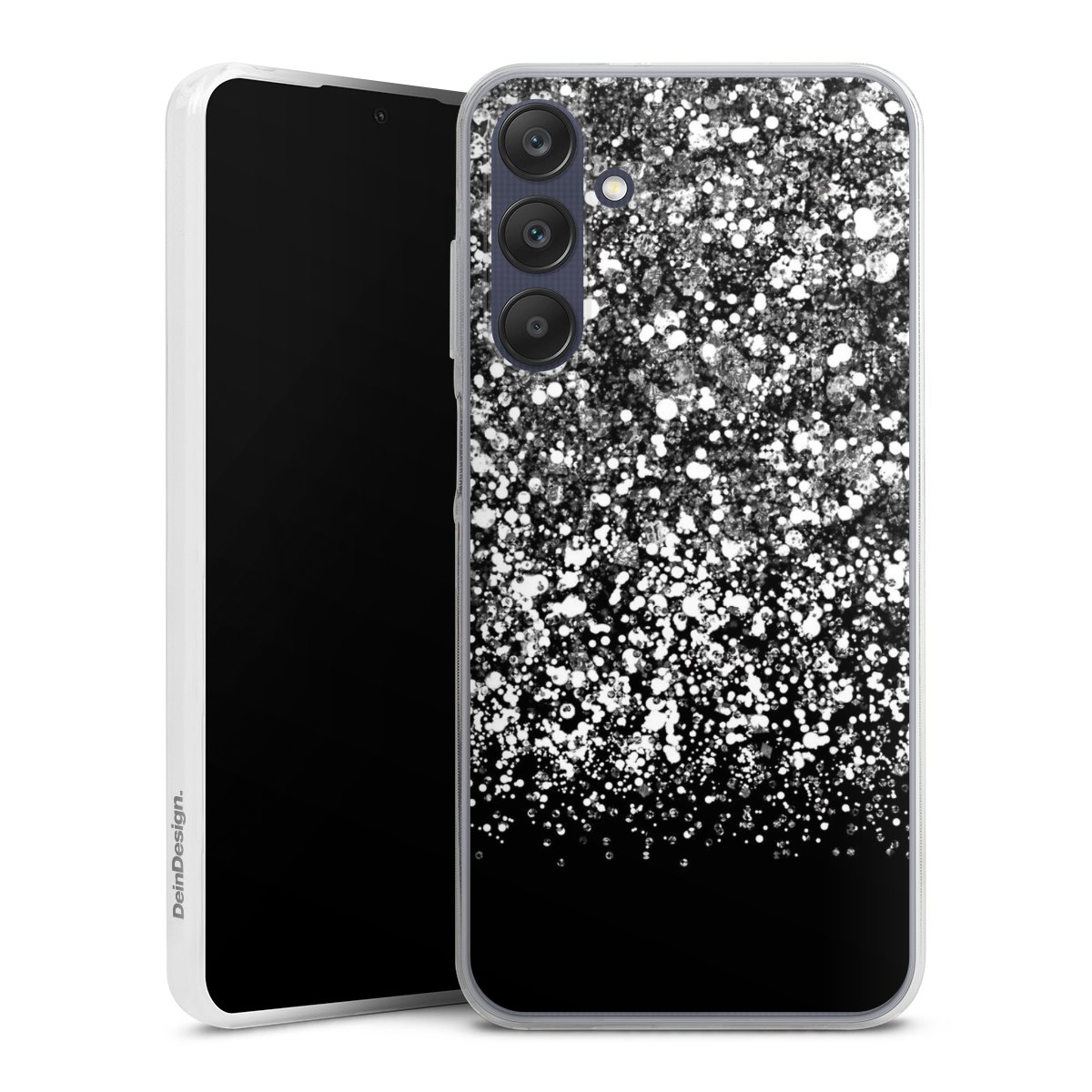 Galaxy A25 5G Handy Slim Case extra dünn Silikon Handyhülle transparent Hülle Glitzer Snowflake Muster Silikon Slim Case