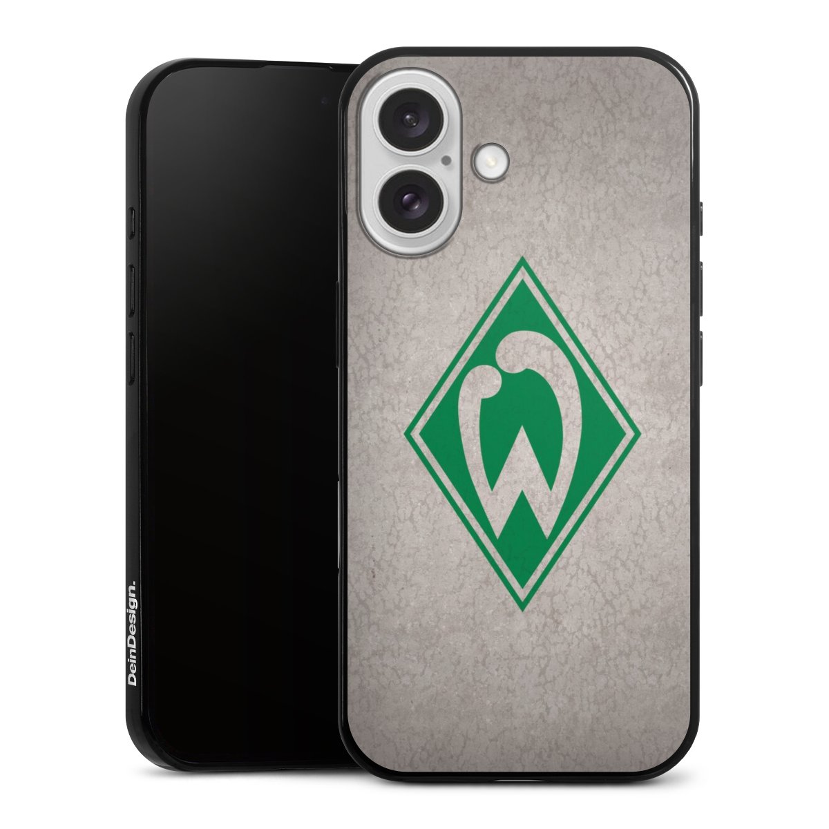 iPhone 16 Handy Slim Case extra dünn Silikon Handyhülle schwarz Hülle Sv Werder Bremen Concrete Official Licensed Product Silikon Slim Case