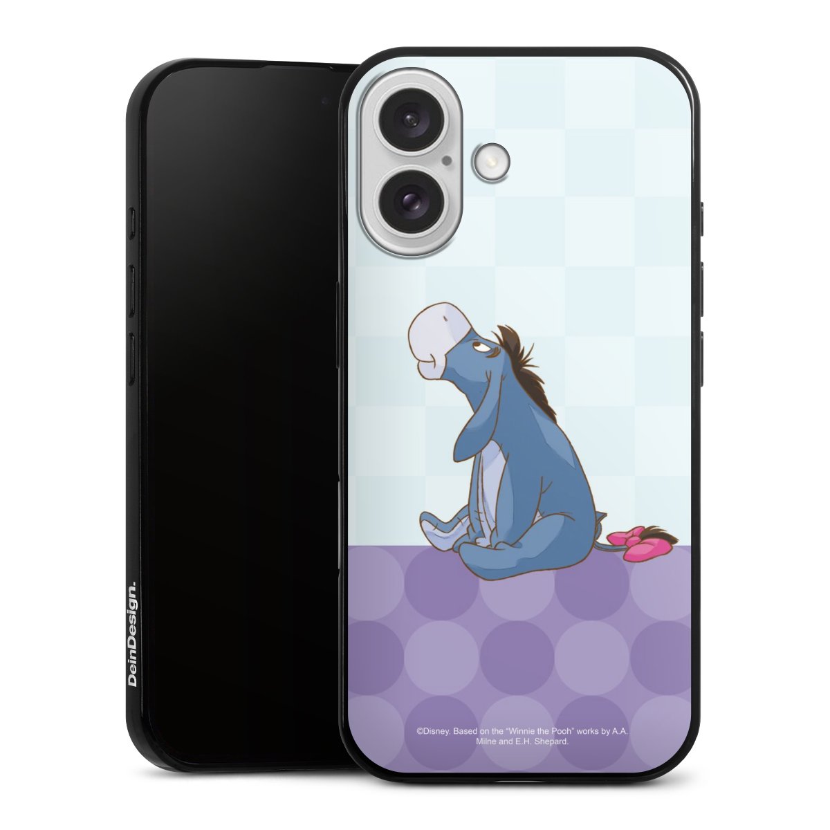 iPhone 16 Handy Slim Case extra dünn Silikon Handyhülle schwarz Hülle Disney Donkey Winnie The Pooh Silikon Slim Case