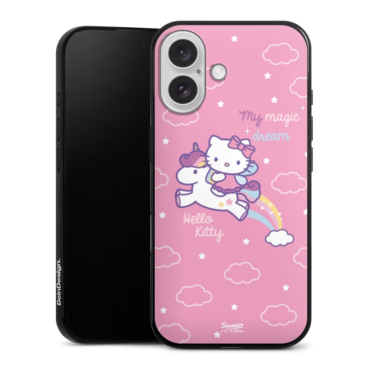 iPhone 16 Handy Slim Case extra dünn Silikon Handyhülle schwarz Hülle Einhorn Official Licensed Product Hello Kitty Silikon Slim Case