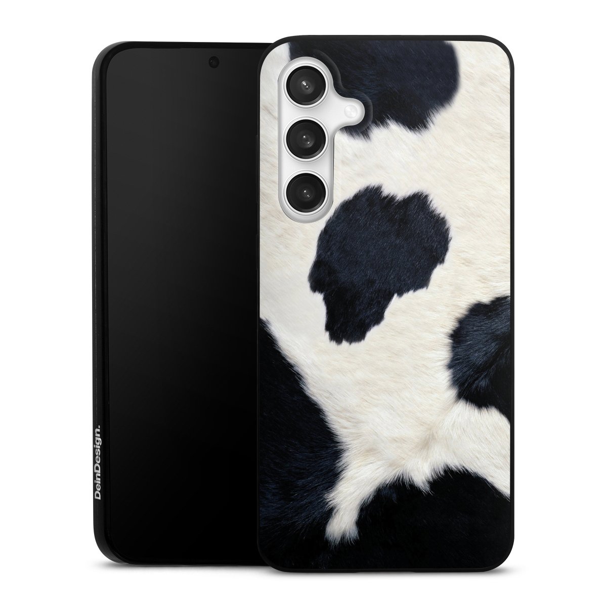 Galaxy S24 FE 5G Handy Slim Case extra dünn Silikon Handyhülle schwarz Hülle Animal Look Animal Print Cow Skin Silikon Slim Case