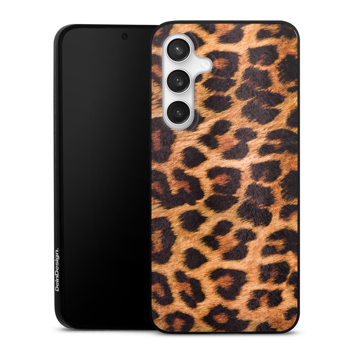 Galaxy S24 FE 5G Handy Slim Case extra dünn Silikon Handyhülle schwarz Hülle Animal Print Leopard Fur Silikon Slim Case