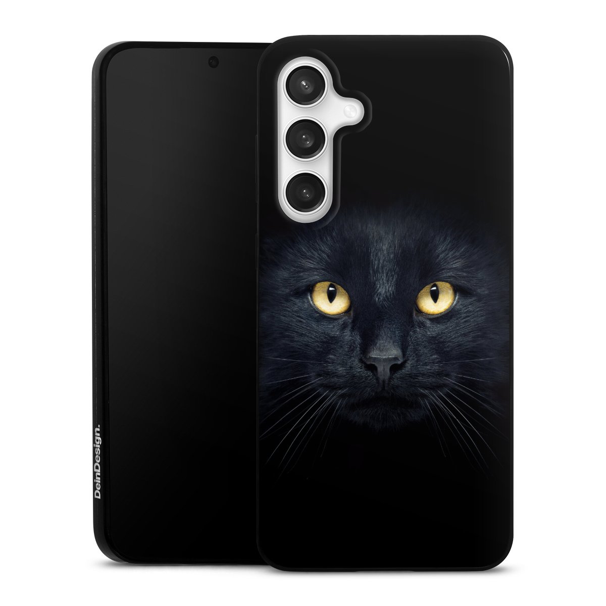 Galaxy S24 FE 5G Handy Slim Case extra dünn Silikon Handyhülle schwarz Hülle Eye Cat Black Silikon Slim Case