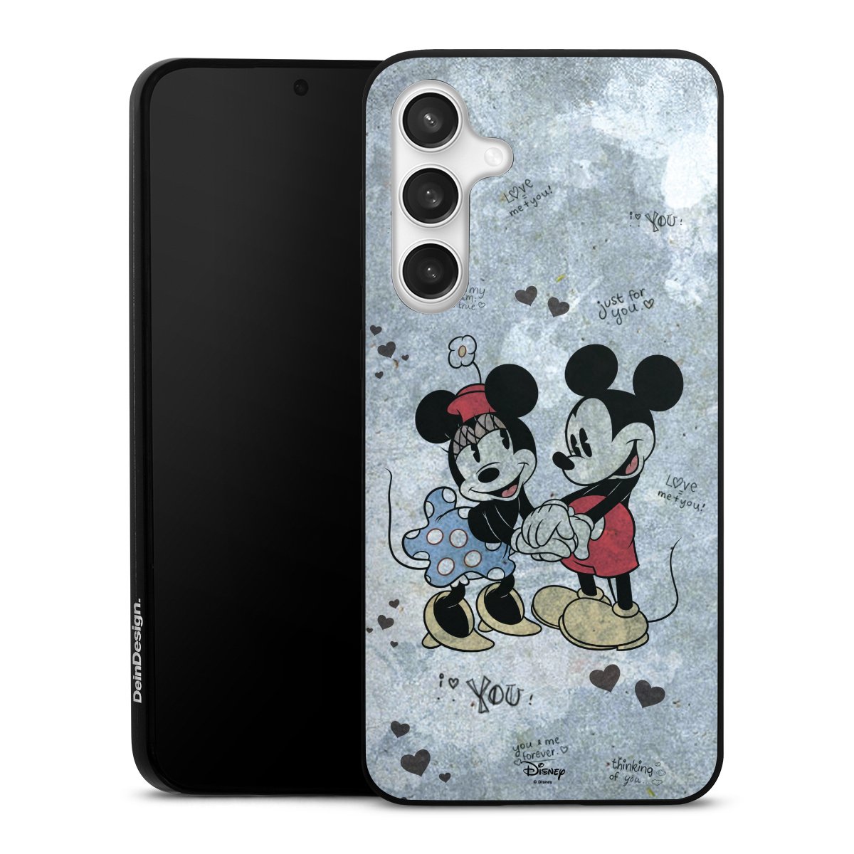 Galaxy S24 FE 5G Handy Slim Case extra dünn Silikon Handyhülle schwarz Hülle Mickey & Minnie Mouse Vintage Disney Silikon Slim Case