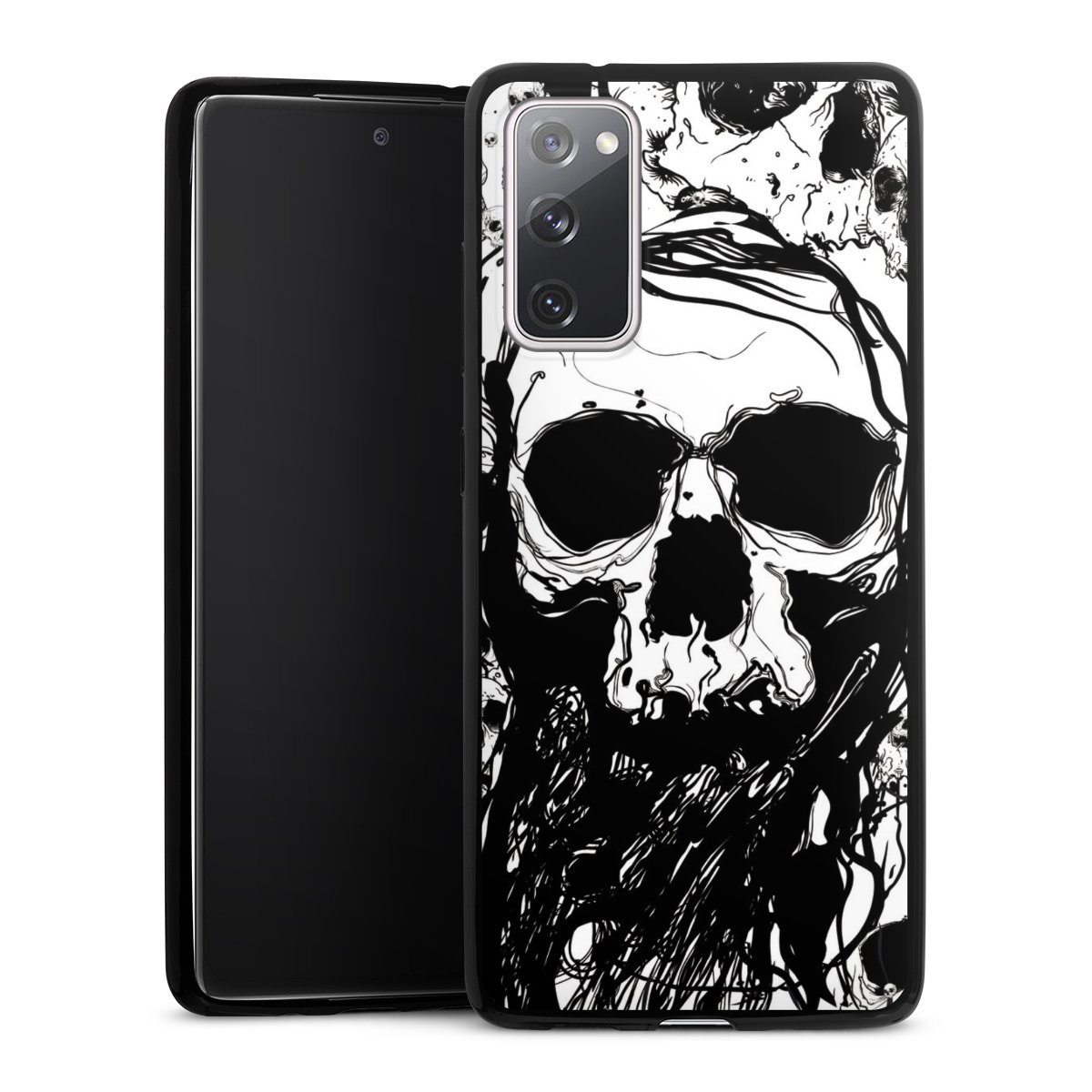 Galaxy S20 FE Handy Slim Case extra dünn Silikon Handyhülle schwarz Hülle Totenkopf Halloween Silikon Slim Case