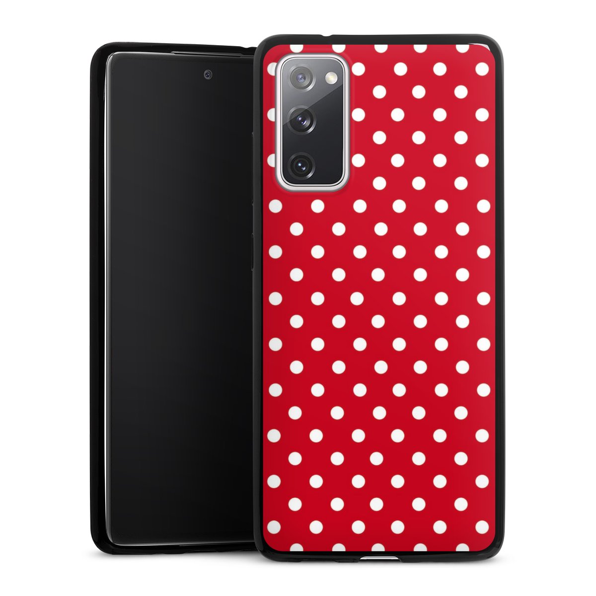 Galaxy S20 FE Handy Slim Case extra dünn Silikon Handyhülle schwarz Hülle Polka Dots Retro Points Silikon Slim Case