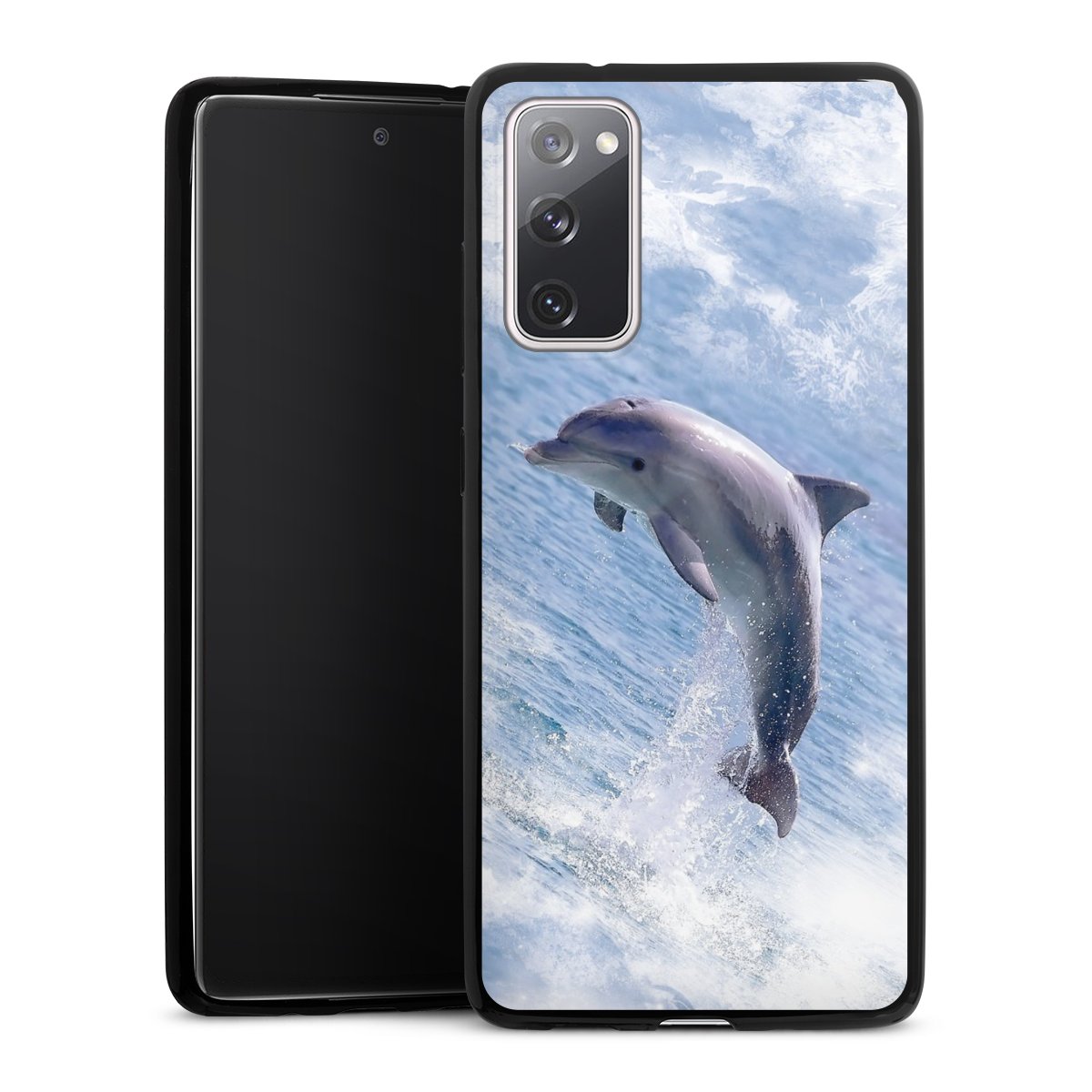 Galaxy S20 FE Handy Slim Case extra dünn Silikon Handyhülle schwarz Hülle Ocean Wale Dolphin Silikon Slim Case