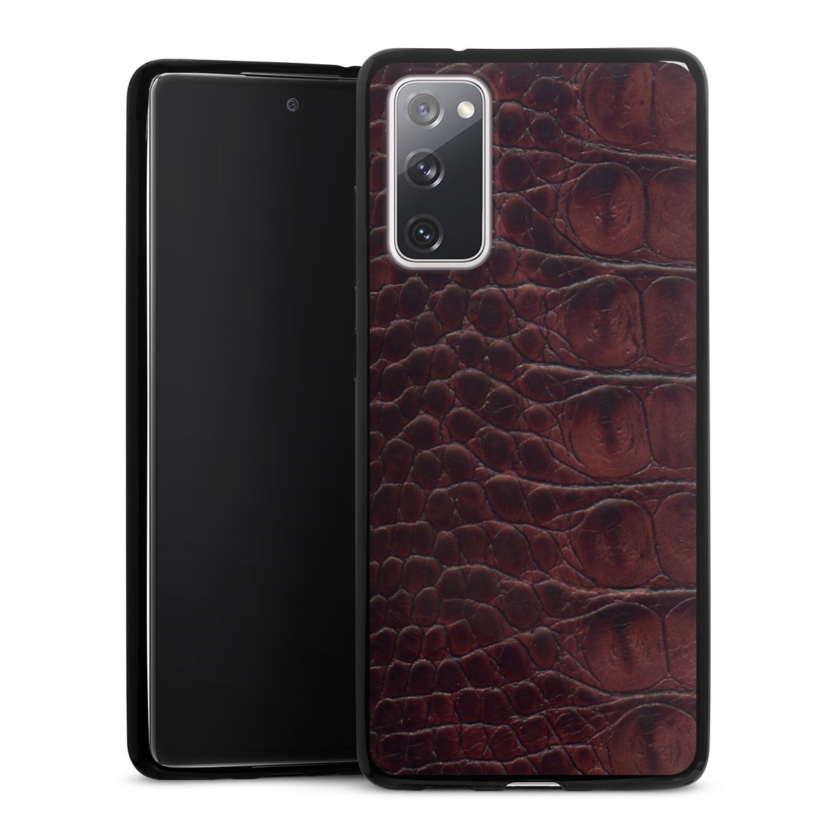 Galaxy S20 FE Handy Slim Case extra dünn Silikon Handyhülle schwarz Hülle Crocodile Animal Print Leather Silikon Slim Case