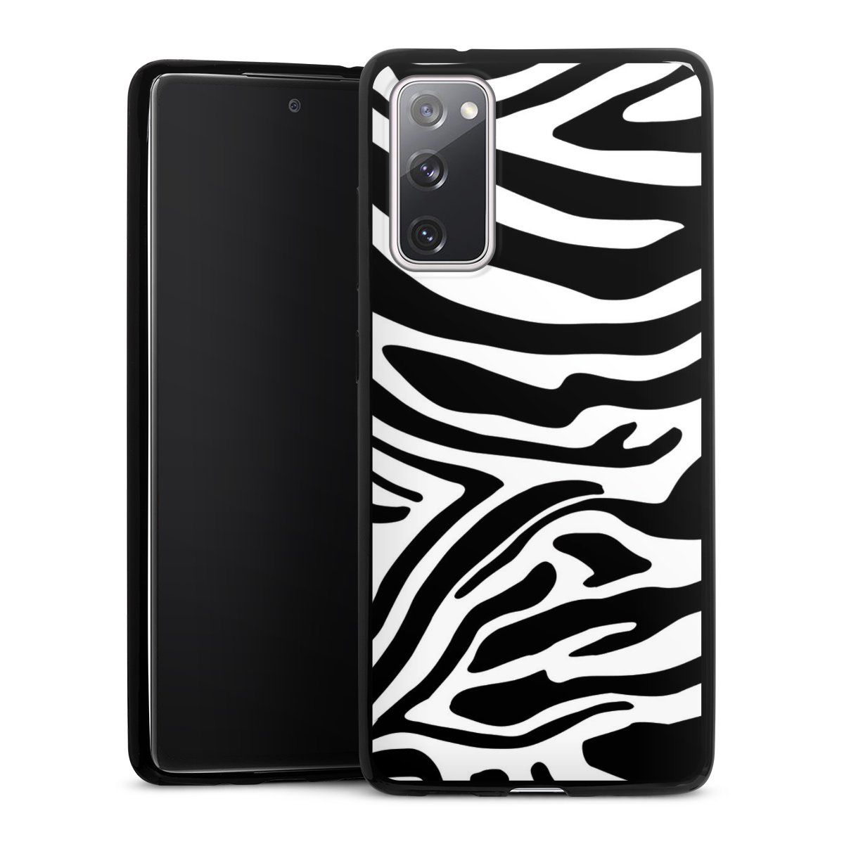 Galaxy S20 FE Handy Slim Case extra dünn Silikon Handyhülle schwarz Hülle Animal Print Zebra Animal Look Silikon Slim Case