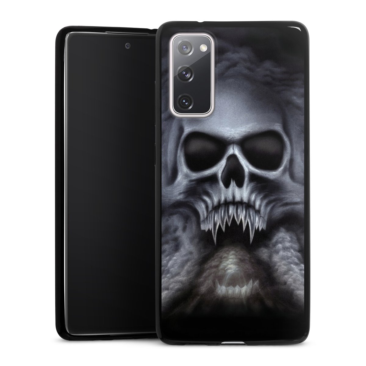 Galaxy S20 FE Handy Slim Case extra dünn Silikon Handyhülle schwarz Hülle Skull Totenkopf Silikon Slim Case