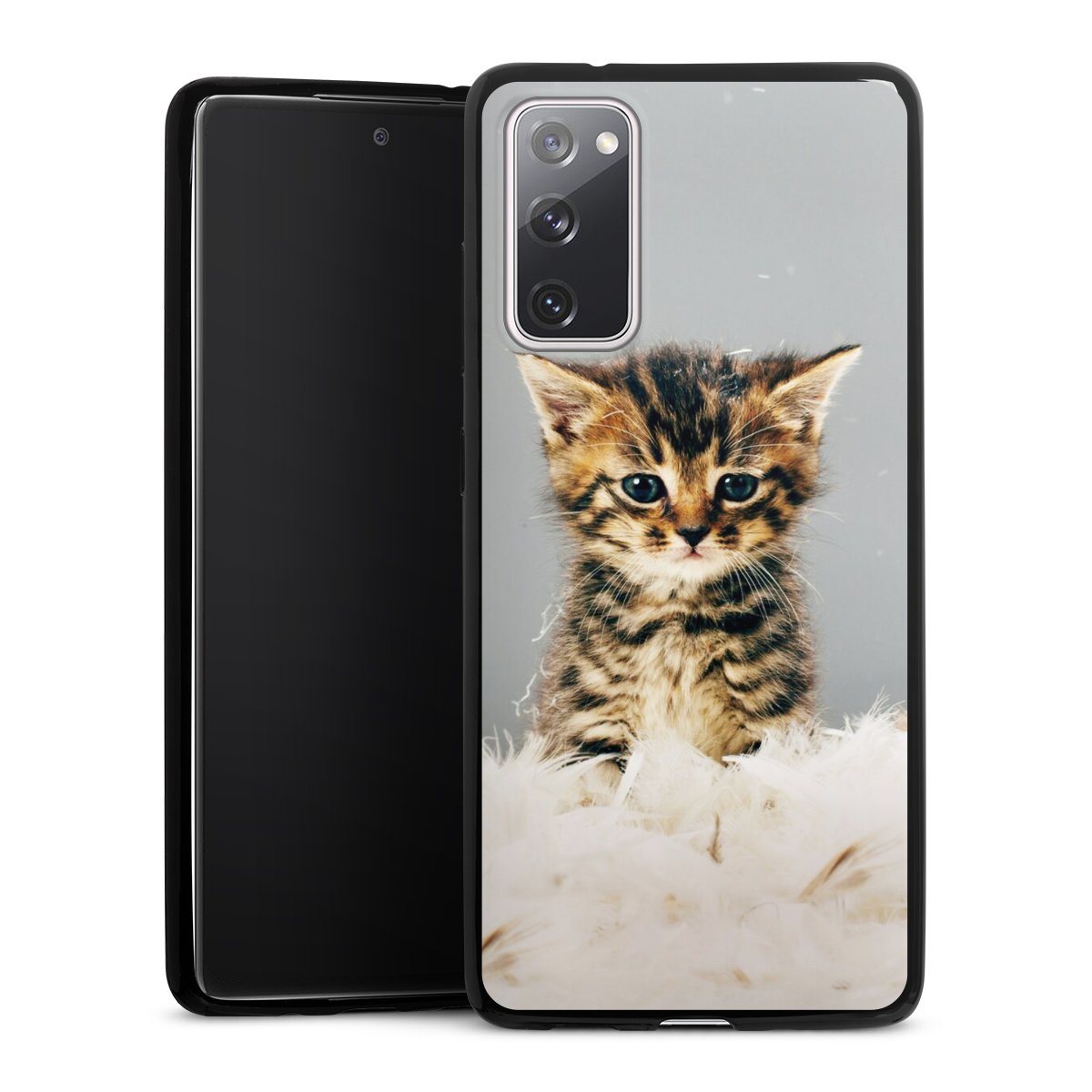 Galaxy S20 FE Handy Slim Case extra dünn Silikon Handyhülle schwarz Hülle Cat Feather Pet Silikon Slim Case