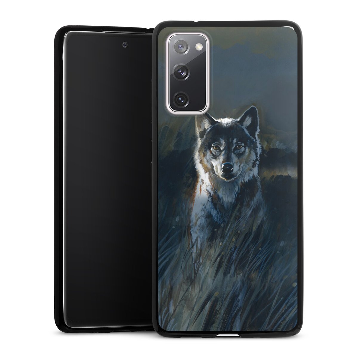 Galaxy S20 FE Handy Slim Case extra dünn Silikon Handyhülle schwarz Hülle Wolf Nature Painting Silikon Slim Case