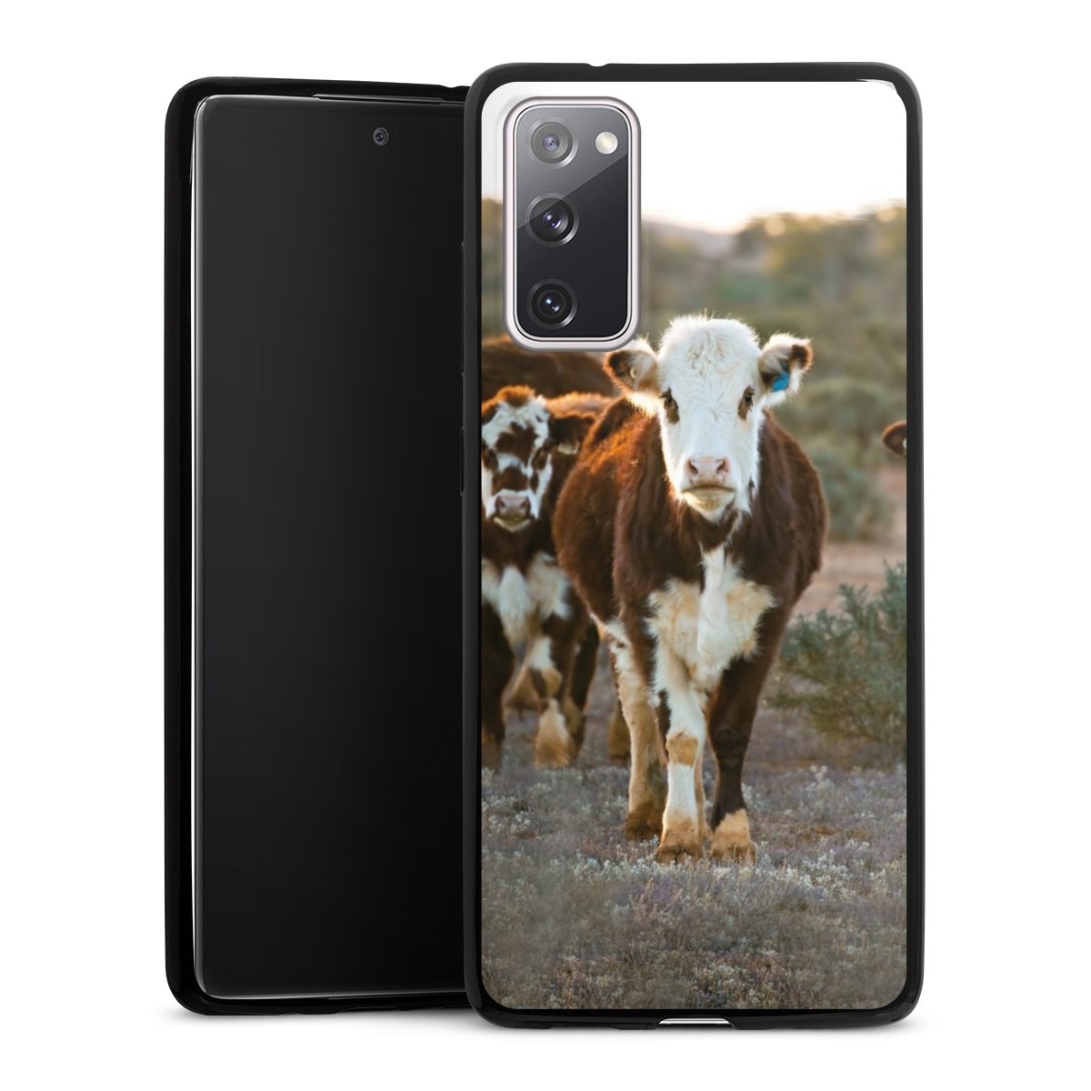 Galaxy S20 FE Handy Slim Case extra dünn Silikon Handyhülle schwarz Hülle Calf Farmer Cow Silikon Slim Case