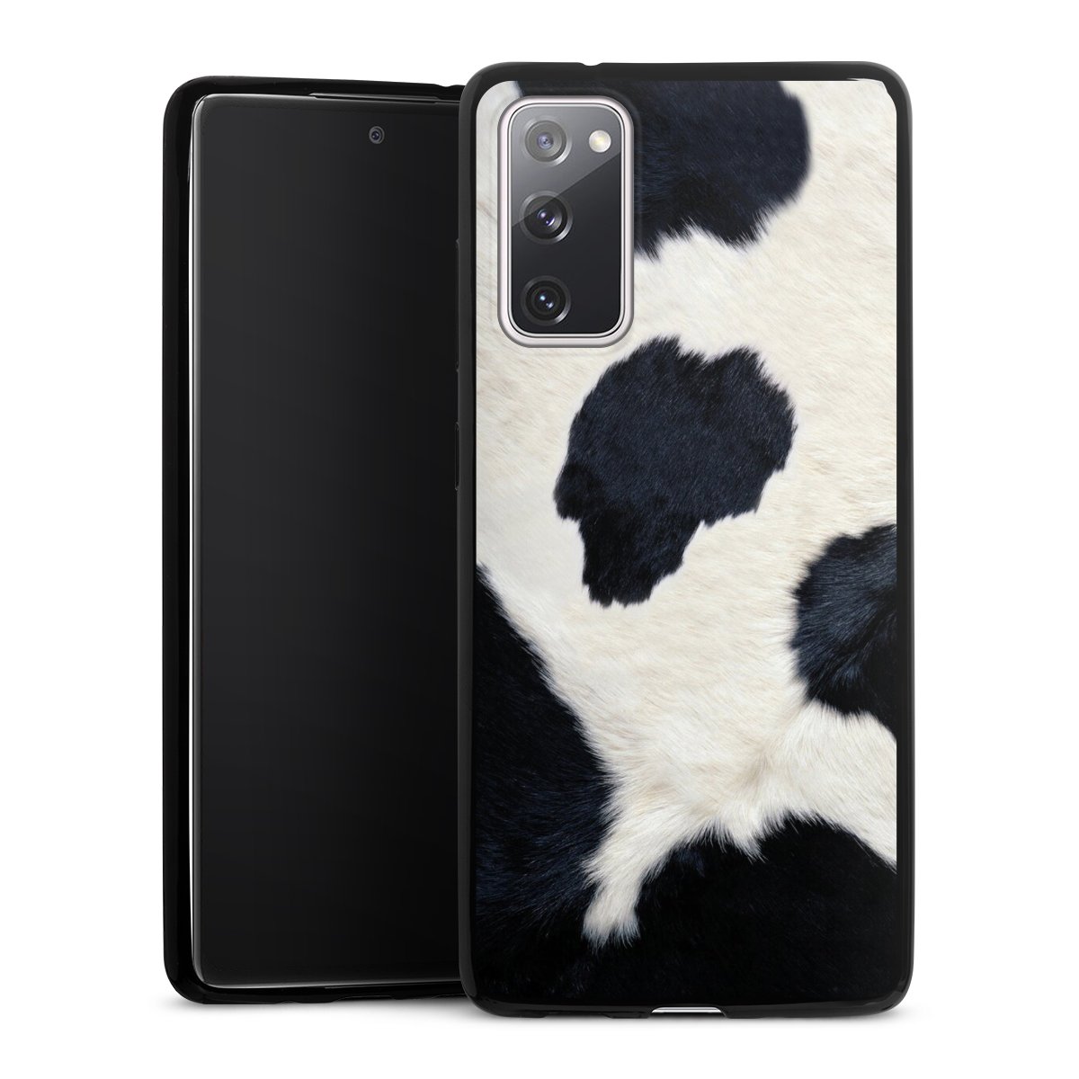 Galaxy S20 FE Handy Slim Case extra dünn Silikon Handyhülle schwarz Hülle Animal Look Animal Print Cow Skin Silikon Slim Case